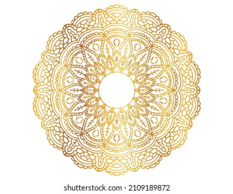 Arte Mandala con estilo gradiente dorado, adorno, círculo, vintage, real, tradicional,