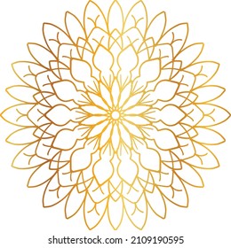 Mandala Art with golden gradient style, ornament, circle, vintage, royal, traditional,