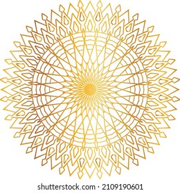 Mandala Art with golden gradient style, ornament, circle, vintage, royal, traditional,