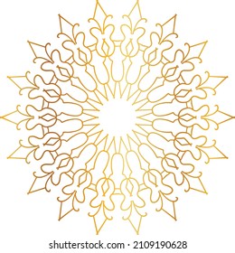 Arte Mandala con estilo gradiente dorado, adorno, círculo, vintage, real, tradicional,