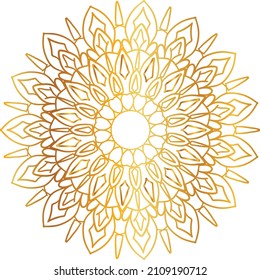 Mandala Art with golden gradient style, ornament, circle, vintage, royal, traditional,