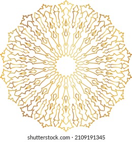 Mandala Art with golden gradient style, ornament, circle, vintage, royal, traditional,