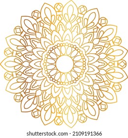 Mandala Art with golden gradient style, ornament, circle, vintage, royal, traditional,