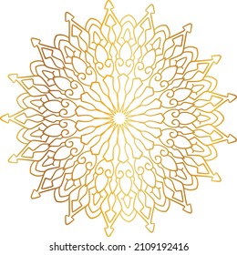 Mandala Art with golden gradient style, ornament, circle, vintage, royal, traditional,