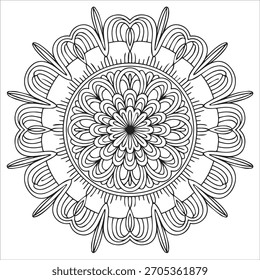 Mandala art illustration vector line drawing coloring page