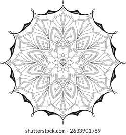 Mandala art isolated on white background. Simple Floral  mandala art for Coloring book page Art on the wall Lace pattern.