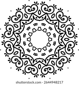 Mandala Art Line Work Circular Pattern in the Form of a Mandala Decorative Ornament in Ethnic Oriental Style.