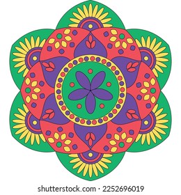 Mandala art made from geometric patterns including circles and squares.