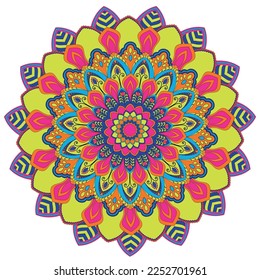 Mandala art made from geometric patterns including circles and squares.