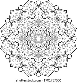 Mandala Art for Meditation, Color Therapy, Adult Coloring Pages, Stress Relief and relaxation  