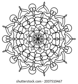 Mandala Art for Meditation, Color Therapy, Adult Coloring Pages, Stress Relief and relaxation Mandalas Vector Element Design for Coloring Book Page