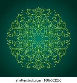 mandala art in a modern style. This design can be used for coloring book templates and background design purposes on invitations