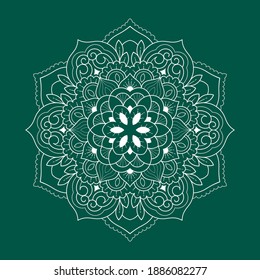 mandala art in a modern style. This design can be used for coloring book templates and background design purposes on invitations