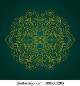 mandala art in a modern style. vector line art motif. This design can be used for coloring book templates and background design purposes on invitations