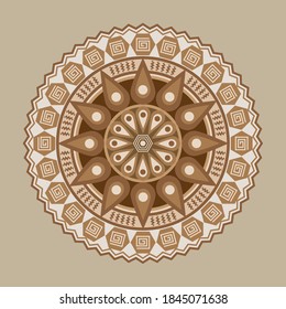 A mandala art with multiple brown color