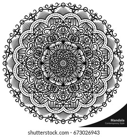 Mandala Art Natural Pattern Decorative Graphic, made with shapes of nature. Easy editable for your main design or additional elements like a frame, badges, background or symmetrical artwork.
