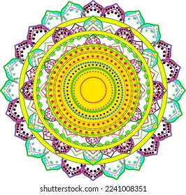 Mandala Art with nice mixture of different colors. 