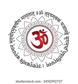 Mandala art of om and mantra in devnagari	 svg