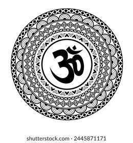 Mandala art with om symbol graphic design. svg