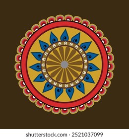 Mandala Art on fabric, a floral design. Mandala art is traditional art of Hinduism and Buddhism originated in the fourth century BC