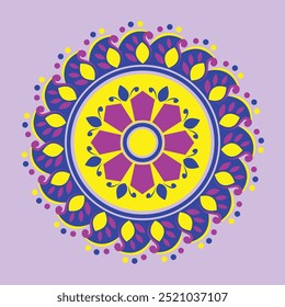 Mandala Art on fabric, a floral design. Mandala art is traditional art of Hinduism and Buddhism originated in the fourth century BC