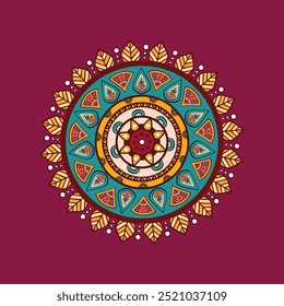 Mandala Art on fabric, a floral design. Mandala art is traditional art of Hinduism and Buddhism originated in the fourth century BC