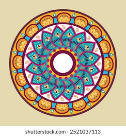 Mandala Art on fabric, a floral design. Mandala art is traditional art of Hinduism and Buddhism originated in the fourth century BC