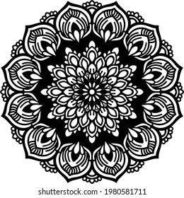 Mandala art on white background. Templates for coloring book pages. Oriental mystical round pattern, woven design elements and vector yoga logo