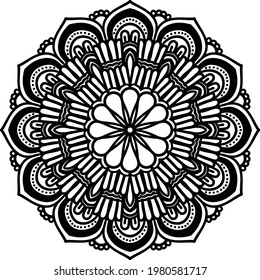 Mandala art on white background. Templates for coloring book pages. Oriental mystical round pattern, woven design elements and vector yoga logo