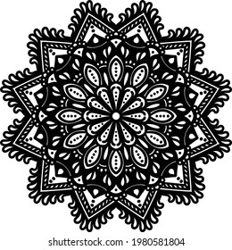 Mandala art on white background. Templates for coloring book pages. Oriental mystical round pattern, woven design elements and vector yoga logo
