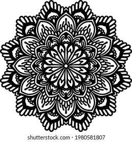 Mandala art on white background. Templates for coloring book pages. Oriental mystical round pattern, woven design elements and vector yoga logo