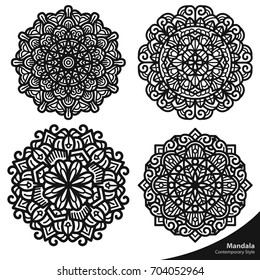 Mandala Art Oriental Natural Pattern Decorative Graphic Element Contemporary Floral Ornament Coloring Book Relaxation