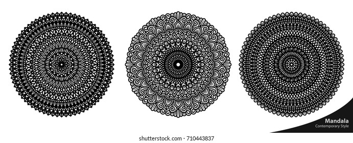 Mandala Art Oriental Natural Pattern Decorative Graphic Vector Element Contemporary Floral Ornament Coloring Book Relaxation