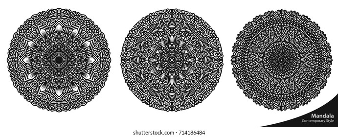 Mandala Art Oriental Texture Beautiful Natural Pattern Decorative Graphic Vector Element Contemporary Floral Ornament Coloring Book Relaxation