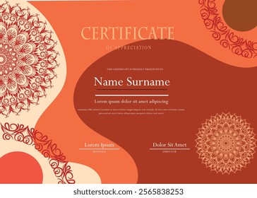 Mandala Art Ornament Certificate Template Design

