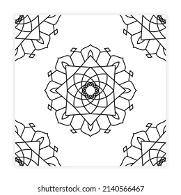 Mandala Art Outline Design for Coloring Book