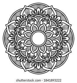 mandala art outline with floral ornament