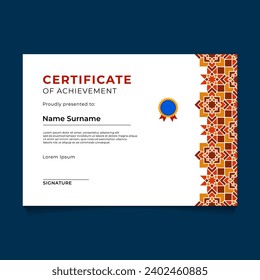Diseño de plantilla de certificado de patrón de arte de Mandala