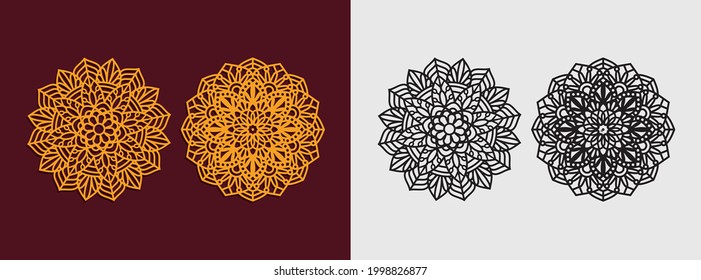mandala art pattern vector template design for paper cutting, greeting card, sublimation printing and more