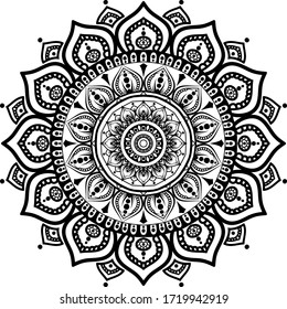 Mandala art, round ornament circular patern for henna, tattoo, decoration. Coloring book page.