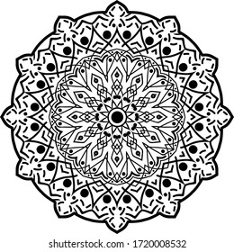 Mandala art or round ornament decoration for meditaion poster, adult coloring book. Mandala vector design element.