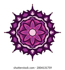 mandala art or round ornament with purple background.
