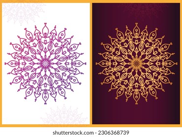 Mandala art round shapes floral style illustration  background template design.