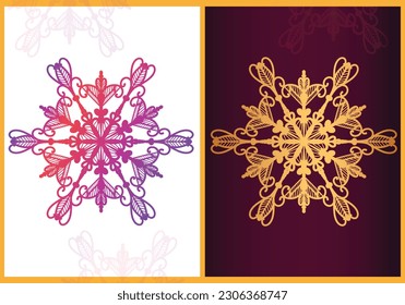 Mandala art round shapes floral style illustration  background template design.