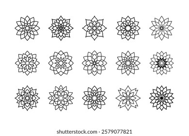 Mandala art set with white background