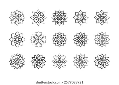 Mandala art set with white background