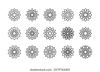 Mandala art Set with white background.