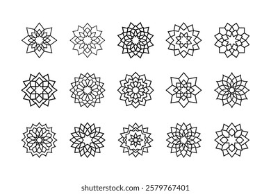Mandala art Set with white background.