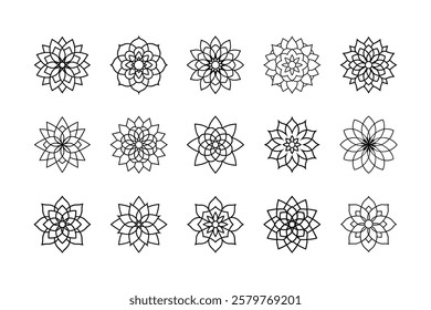 Mandala art Set with white background.