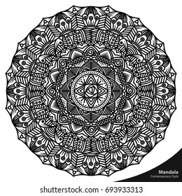 Mandala art, with shapes of nature. Easy editable for your main design or additional elements like a frame, badges, background or symmetrical artwork. The handmade geometric with experimental shapes.